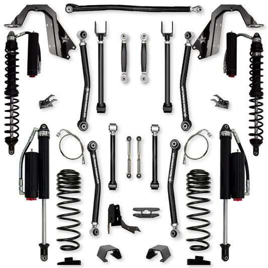 4.5 Inch Adventure X Coilover No Limits Mid-Arm Suspension System for Jeep Gladiator JT Diesel Models Comp System Stage 2 Rock Krawler