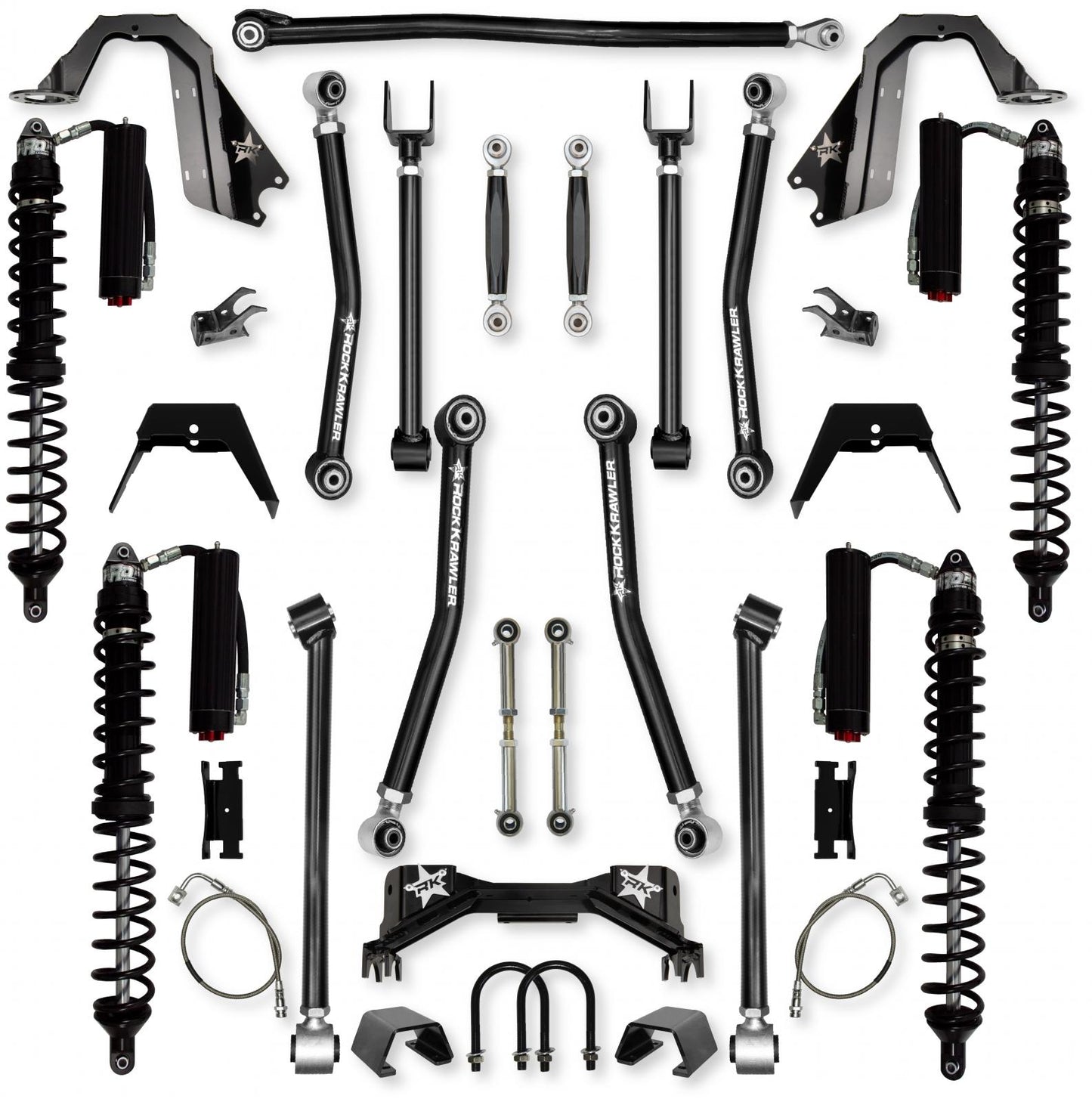 4.5 Inch Adventure X Pro Coilover No Limits Mid-Arm Suspension System for Jeep Gladiator JT Gas Models Trail Runner System Stage 2 Rock Krawler