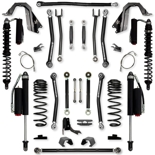4.5 Inch X-Factor Coilover No Limits Mid-Arm Suspension System for Jeep Gladiator JT Gas Models Comp System Stage 2 Rock Krawler