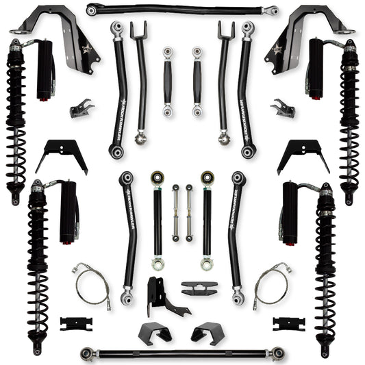 4.5 Inch X-Factor Coilover No Limits Mid-Arm Suspension System for Jeep Gladiator JT Gas Models Trail Runner System Stage 2 Rock Krawler
