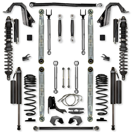 4.5 Inch X-Factor Pro Elite Coilover No Limits Mid-Arm Suspension System for Jeep Gladiator JT Gas Models Comp Stage 1 Rock Krawler