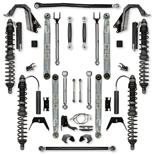 4.5 Inch X-Factor Pro Elite Coilover No Limits Mid-Arm Suspension System for Jeep Gladiator JT Gas Models Trail Runner System Stage 1 Rock Krawler