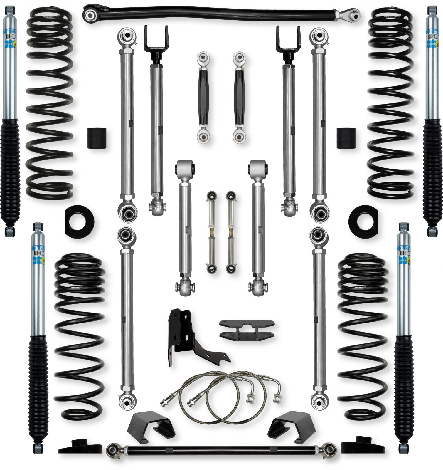 4.5 Inch X-Factor PRO No Limits Mid-Arm Suspension System for Jeep Gladiator JT Diesel Models With Bilstein Shocks Rock Krawler