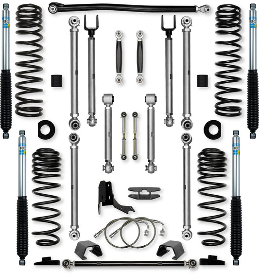 4.5 Inch X-Factor PRO No Limits Mid-Arm Suspension System for Jeep Gladiator JT Diesel Models With Bilstein Shocks Rock Krawler