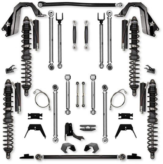 4.5 Inch X-Factor PRO Coilover No Limits Mid-Arm Suspension System for Jeep Gladiator JT Diesel Models Trail Runner System Stage 1 Rock Krawler