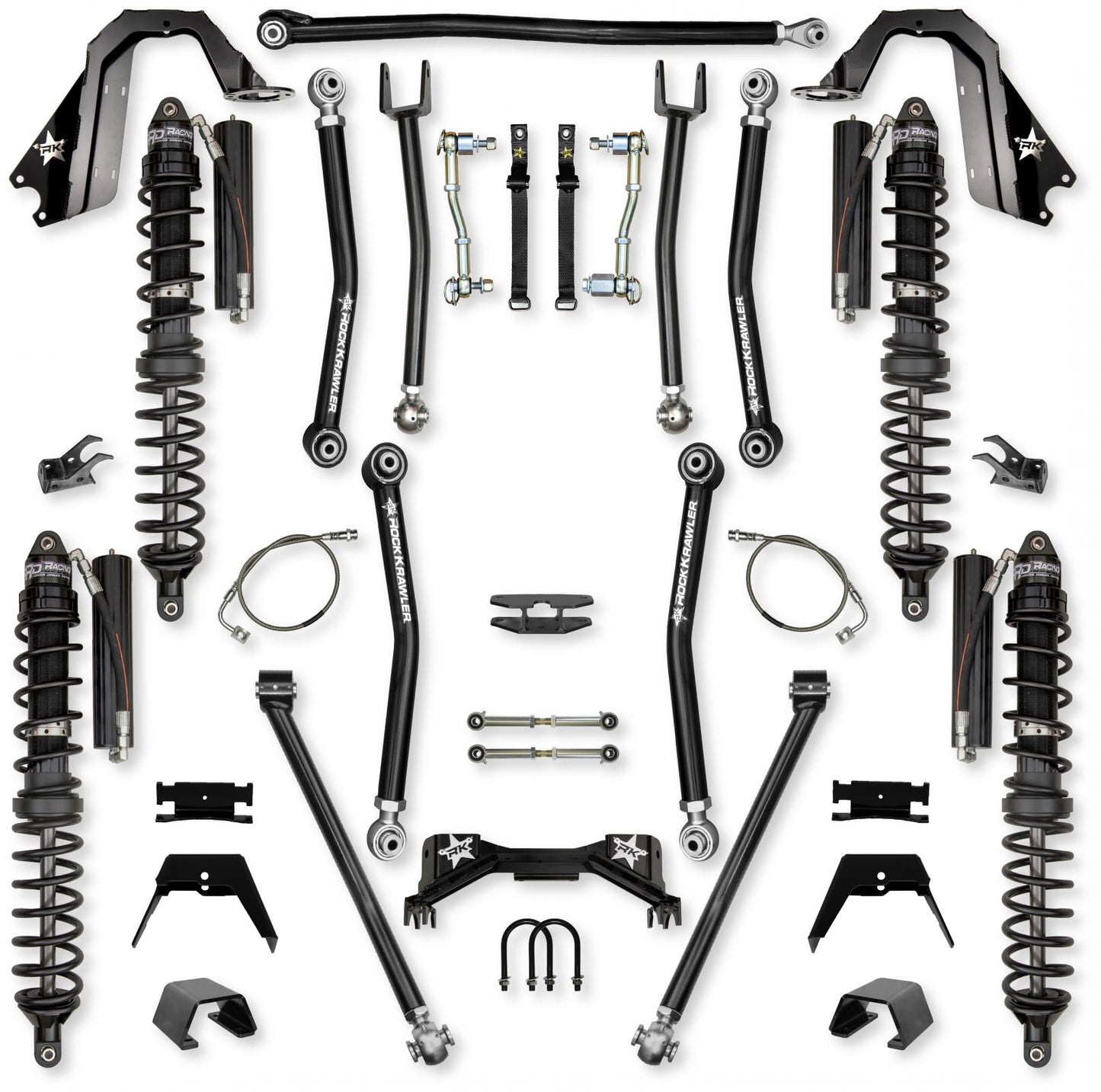 4.5 Inch Pro X Coilover Mid-Arm Suspension System for Jeep Gladiator JT Gas Models Trail Runner System Stage 1 Rock Krawler
