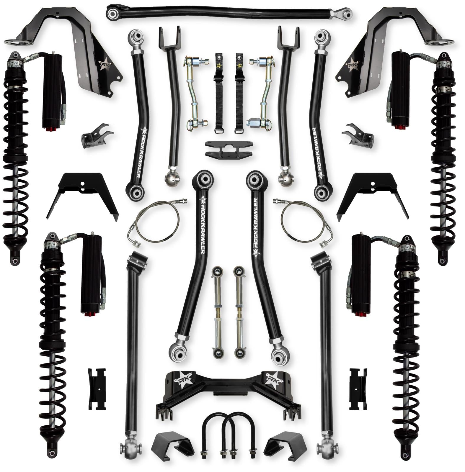 4.5 Inch Pro X Coilover Mid-Arm Suspension System for Jeep Gladiator JT Gas Models Trail Runner System Stage 2 Rock Krawler