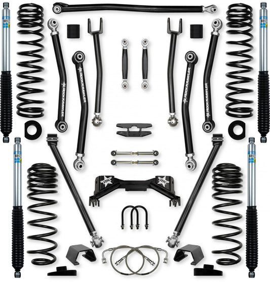 4.5 Inch Pro X No Limits Mid-Arm System for Jeep Gladiator JT Gas Models Comp Stage 1 With Bilstein Shocks Rock Krawler