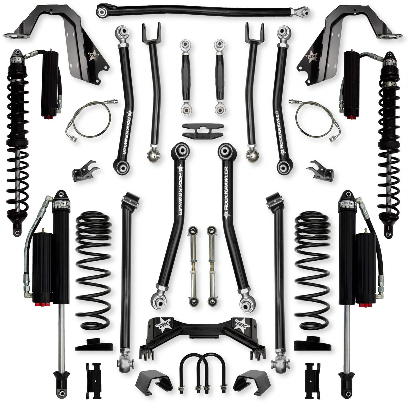4.5 Inch Pro X Coilover No Limits Mid-Arm System for Jeep Gladiator JT Gas Models Comp System Stage 2 Rock Krawler