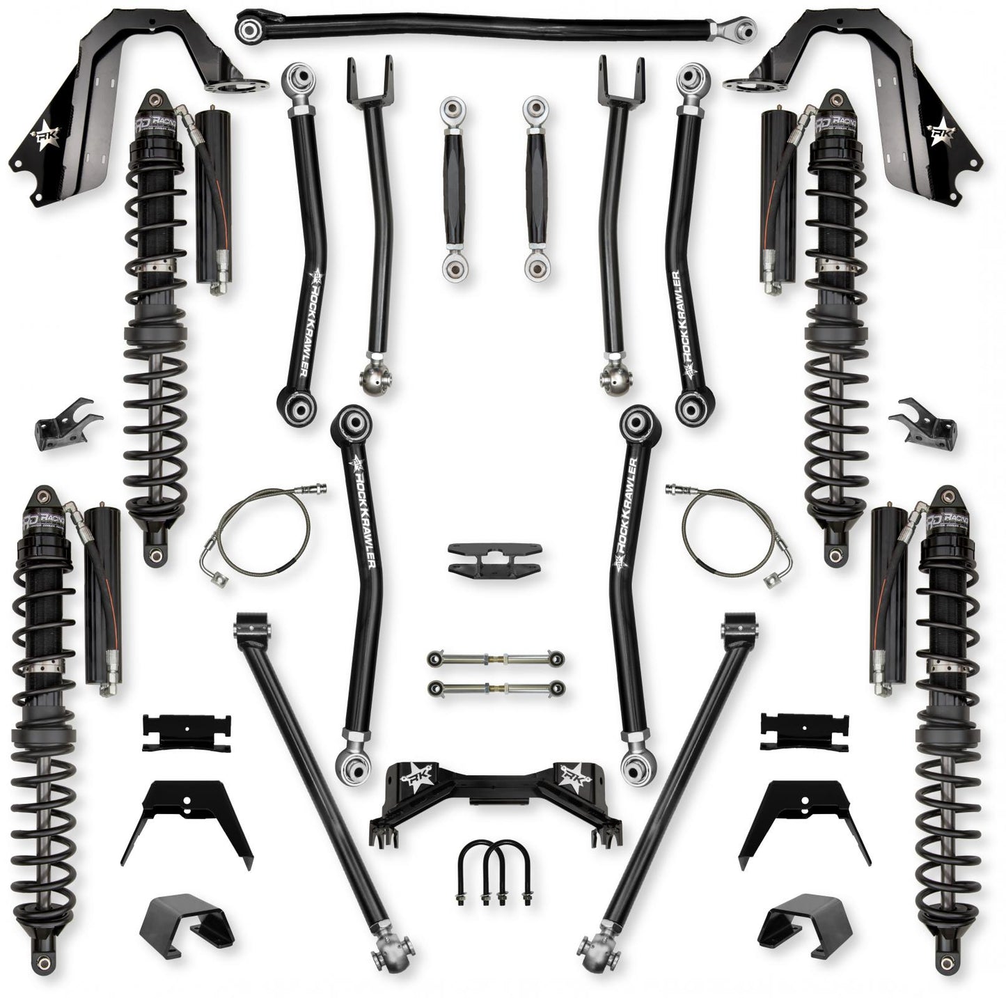 4.5 Inch Pro X Coilover No Limits Mid-Arm System for Jeep Gladiator JT Gas Models Trail Runner System Stage 1 Rock Krawler
