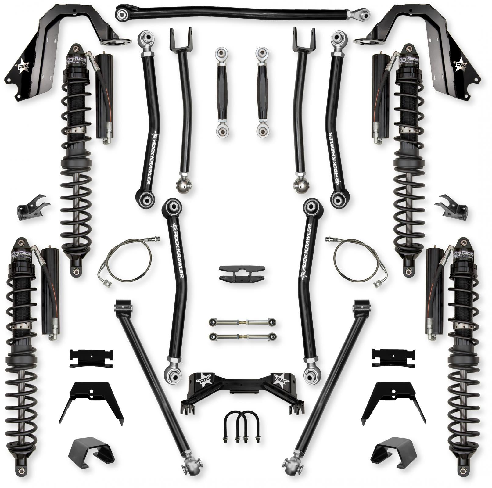 4.5 Inch Pro X Coilover No Limits Mid-Arm System for Jeep Gladiator JT Gas Models Trail Runner System Stage 1 Rock Krawler