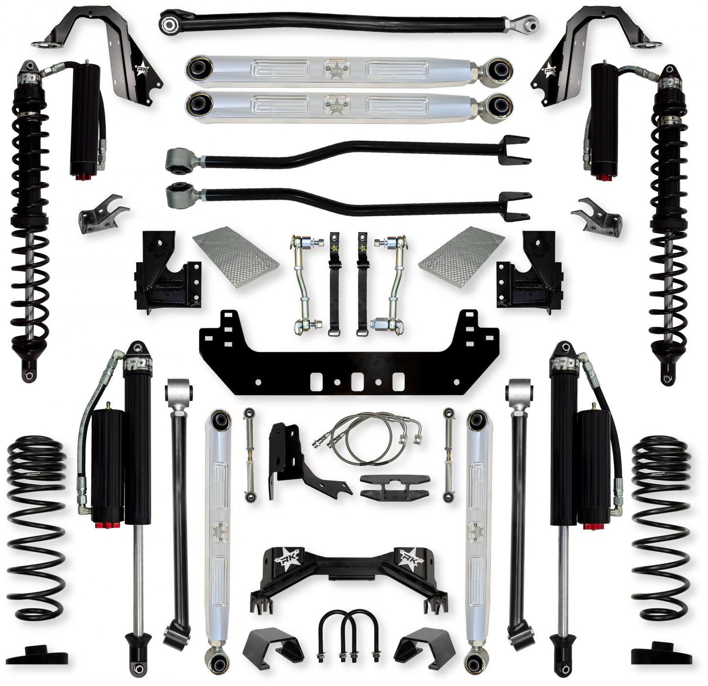 4.5 Inch Silverback Pro Elite COILOVERS Long-Arm Suspension System for Jeep Gladiator Gas Models Comp System Stage 2 Rock Krawler