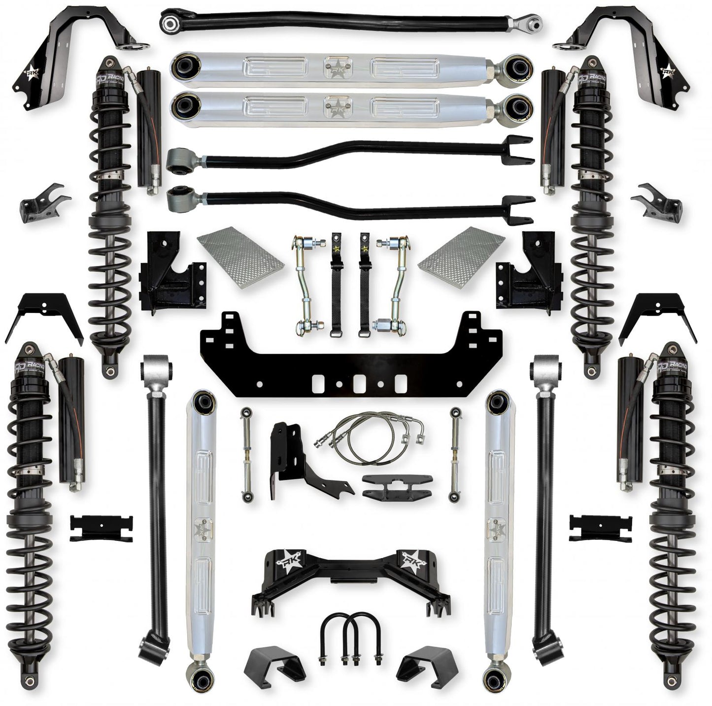 4.5 Inch Silverback Pro Elite COILOVERS Long-Arm Suspension System for Jeep Gladiator Gas Models Trail Runner System Stage 1 Rock Krawler