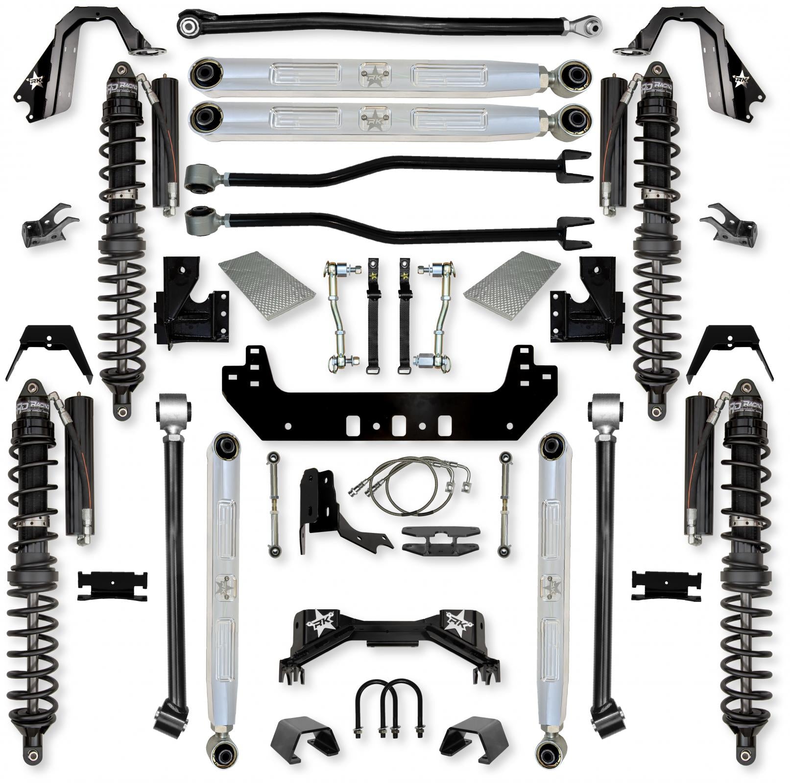4.5 Inch Silverback Pro Elite COILOVERS Long-Arm Suspension System for Jeep Gladiator Gas Models Trail Runner System Stage 1 Rock Krawler