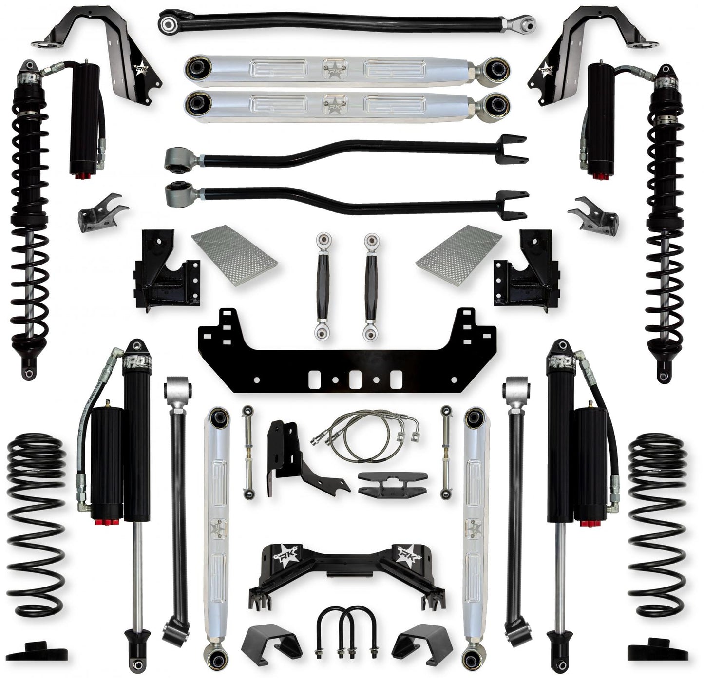 4.5 Inch Silverback Pro Elite Coilover No Limits Long-Arm Suspension System for Jeep Gladiator Gas Models Comp System Stage 2 Rock Krawler