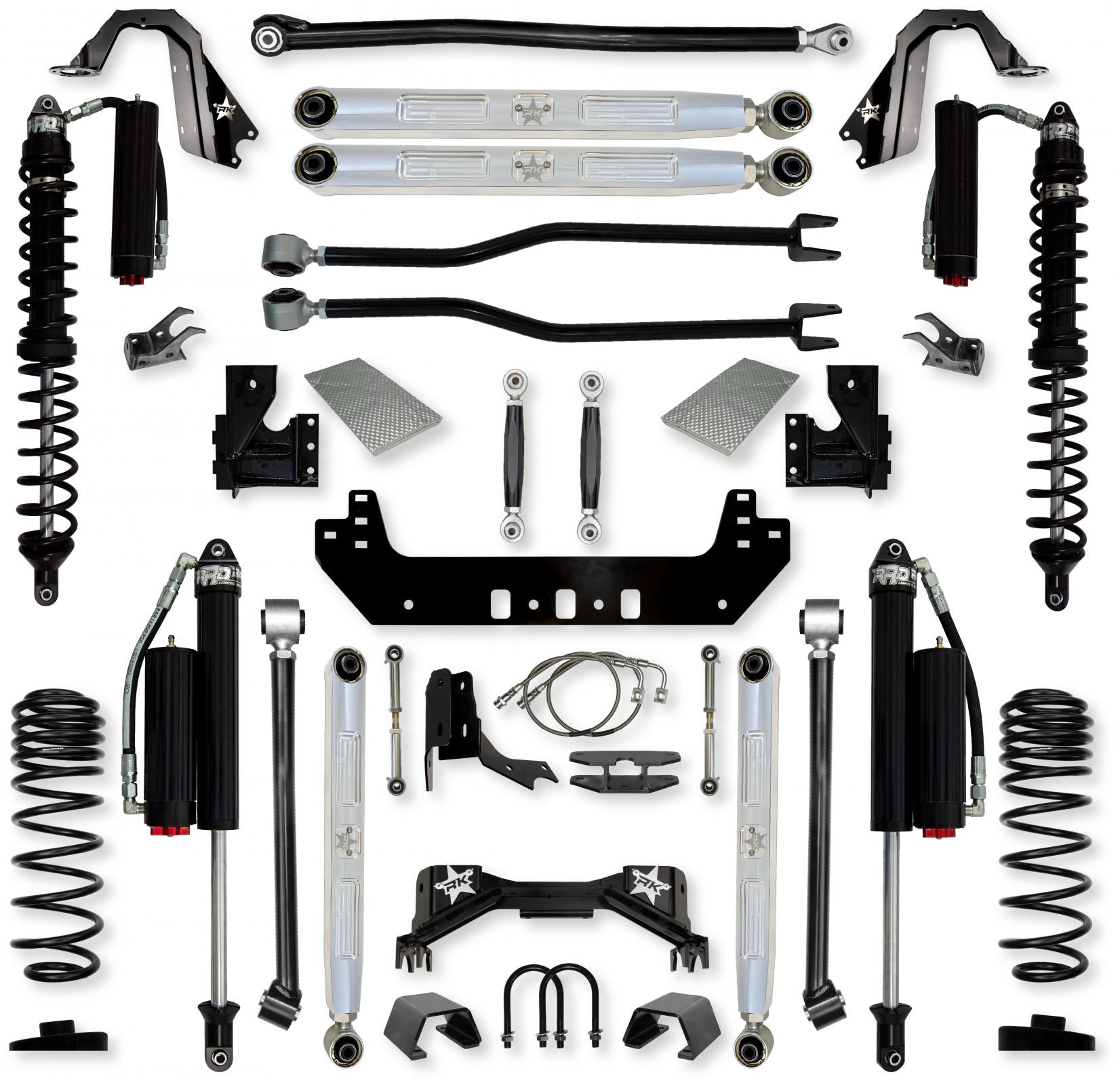 4.5 Inch Silverback Pro Elite Coilover No Limits Long-Arm Suspension System for Jeep Gladiator Gas Models Comp System Stage 2 Rock Krawler
