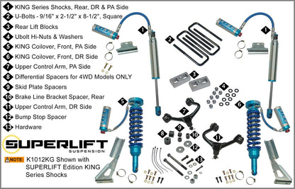 3 Inch Lift Kit 2005-2023 Toyota Tacoma (will Not fit 2WD with 5-lug wheels) with King 2.5 Series Shocks Superlift-6