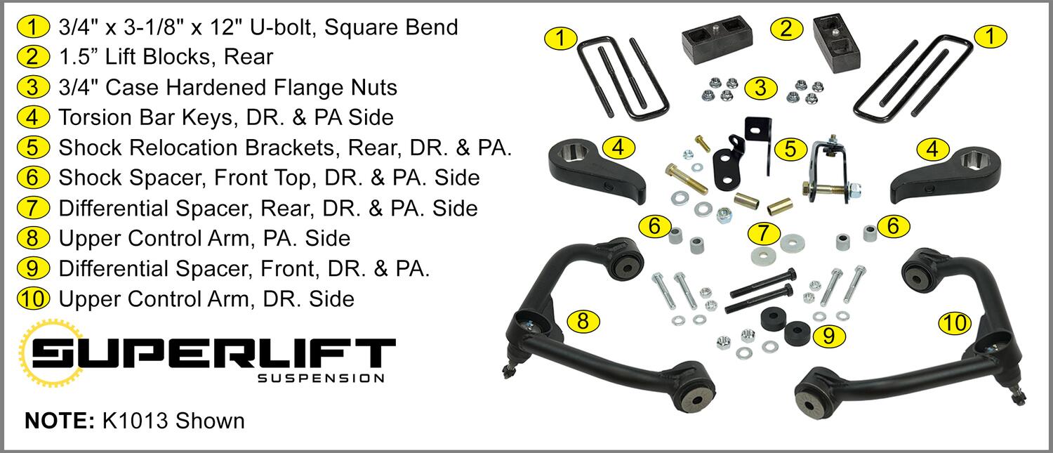 3 Inch Lift Kit 2020-2025 Chevy Silverado/GMC Sierra 2500 Hd/3500 Hd with Shock Extensions without Overload Leaf Springs Superlift-4