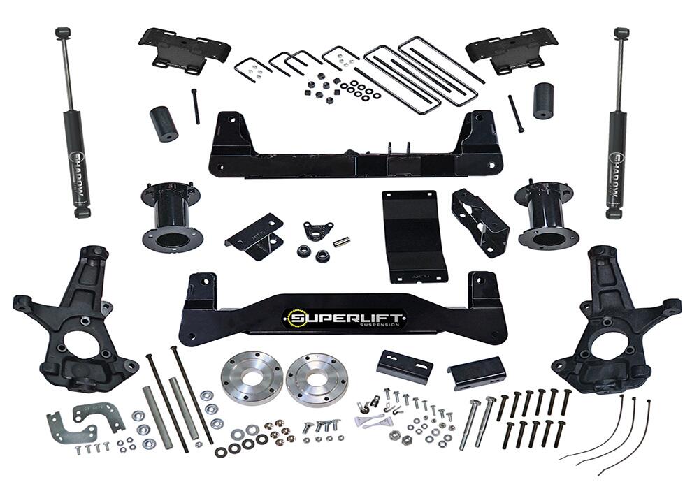 6.5 Inch Lift Kit 2014-2018 Chevy Silverado and GMC Sierra 1500 4WD with Aluminum or Stamped Steel Control Arms with Shocks Superlift-6