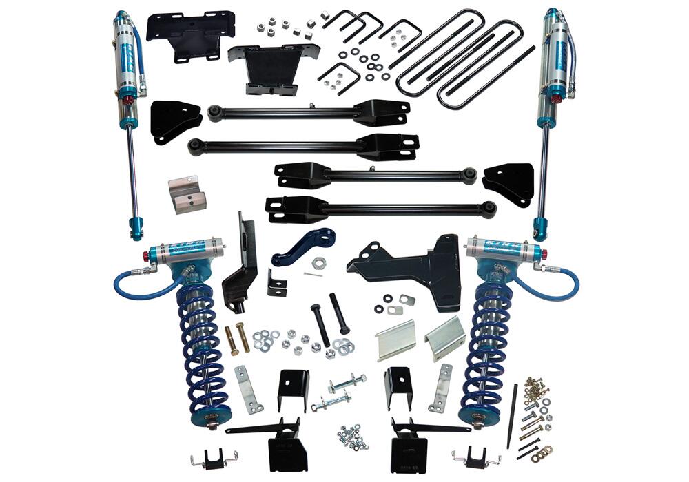 6 Inch King Edition 4-Link Lift Kit 2017-2022 Ford F-250 and F-350 Super Duty with King Front Coilovers and King Reservoir Rear Shocks 4WD Superlift-1