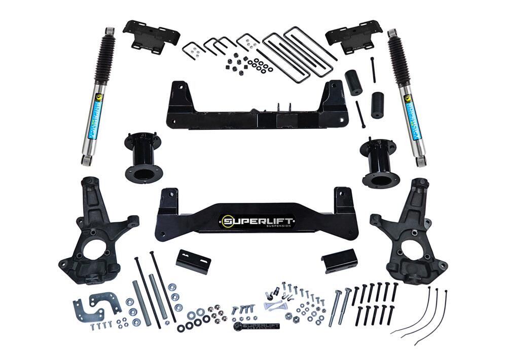 6.5 Inch Lift Kit 2014-2018 Chevy Silverado and GMC Sierra 1500 2WD with Aluminum or Stamped Steel Control Arms with Shocks Superlift-7