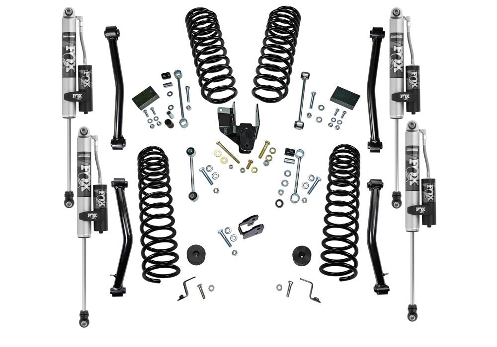 4 Inch Dual Rate Coil Lift Kit 2018-2025 Jeep Wrangler JL Unlimited 4-Door 4WD with Fox 2.0 Reservoir Shocks Will not fit Mojave Edition Superlift-2