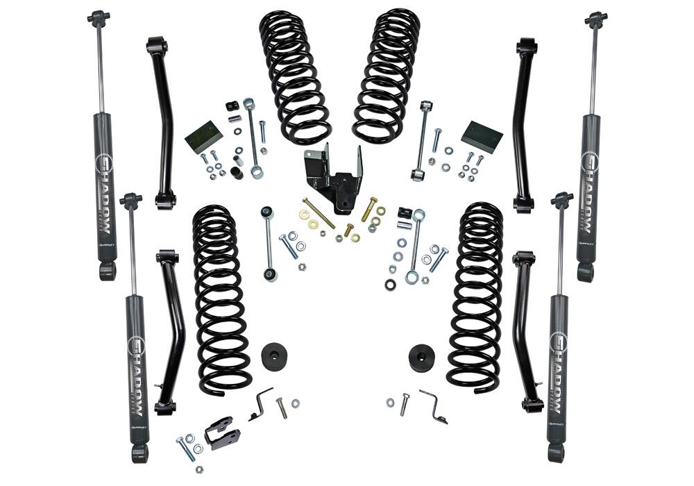 4 Inch Dual Rate Coil Lift Kit 2018-2025 Jeep Wrangler JL Unlimited Including Rubicon with Shadow Series Shocks Superlift-2