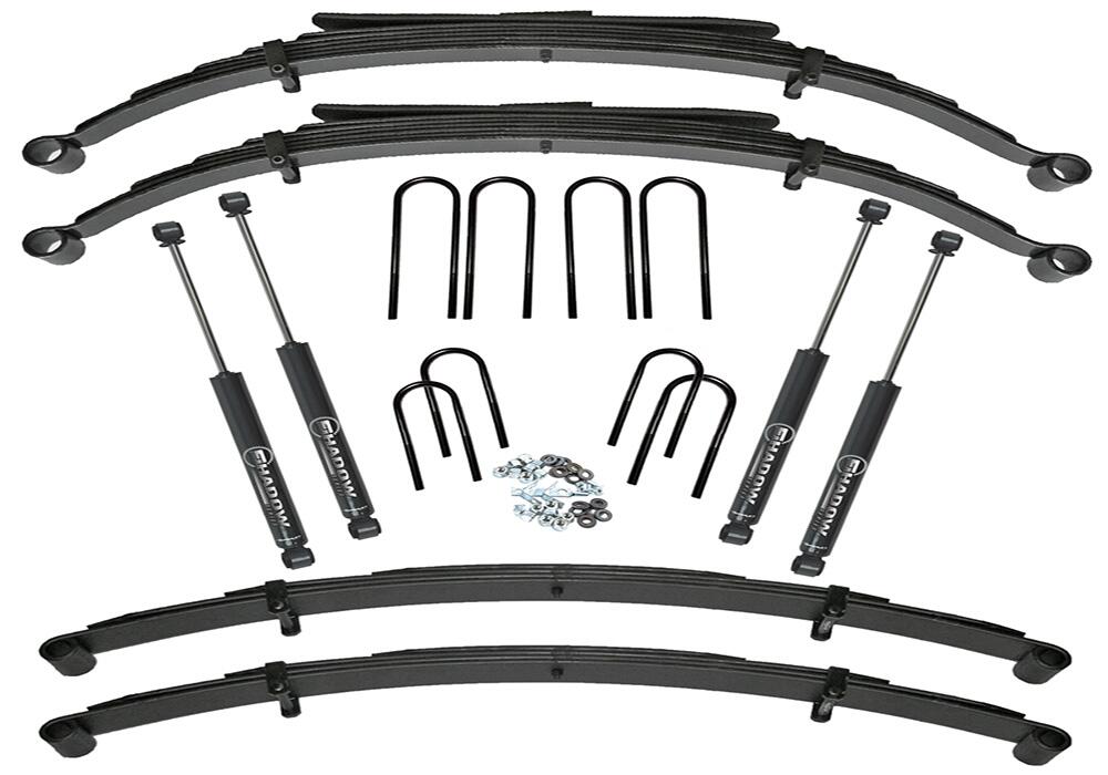 4 Inch Lift Kit (with 52 Inch Rear Springs) 1973-1991 Chevy K20 and GMC K25 Suburban or 1973-1988 3/4 Ton Solid Axle Pickup 4WD with Shocks Superlift-1