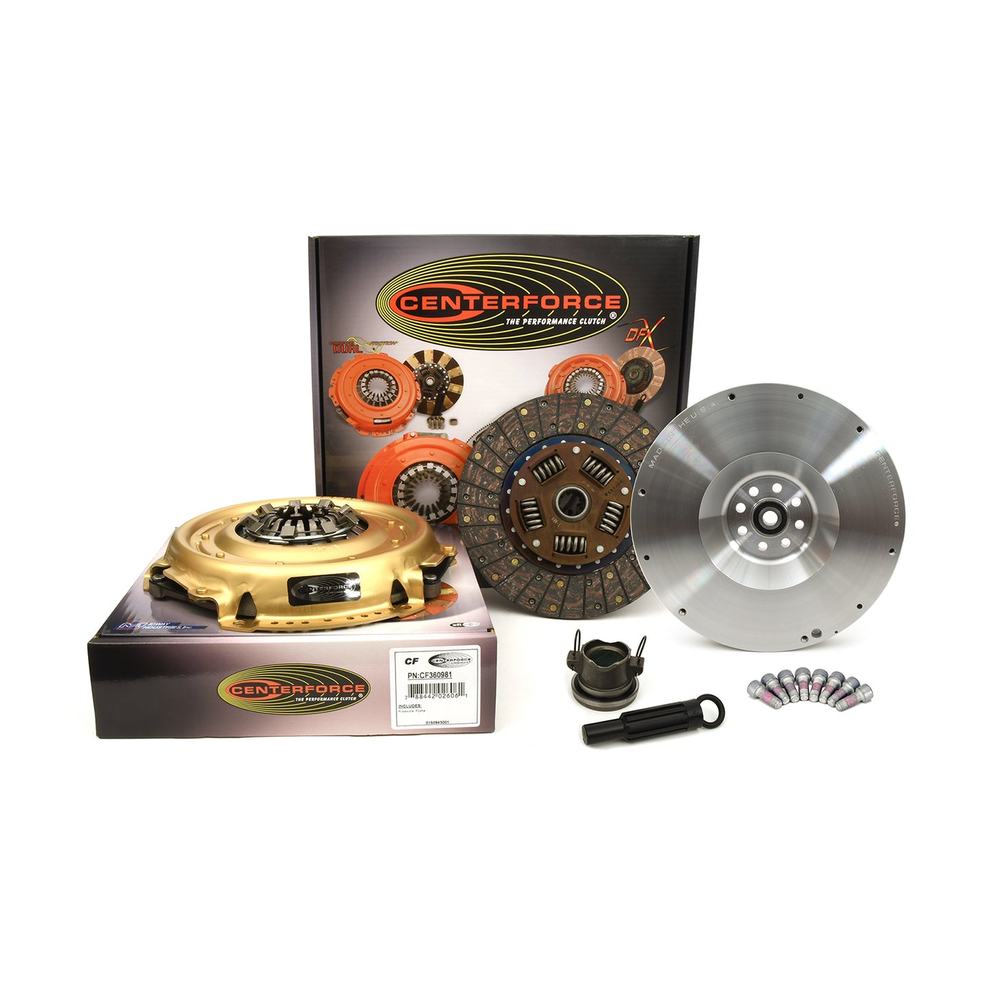 Premium Clutch and Flywheel Kit 83.70 lbs 146 Tooth Gear 0 in/oz Internally Balanced 8 Bolt Crank 379 ft/lbs Capacity 10.4 Inch Diameter 10-Spline Fits Jeep Wrangler 3.8L I Centerforce