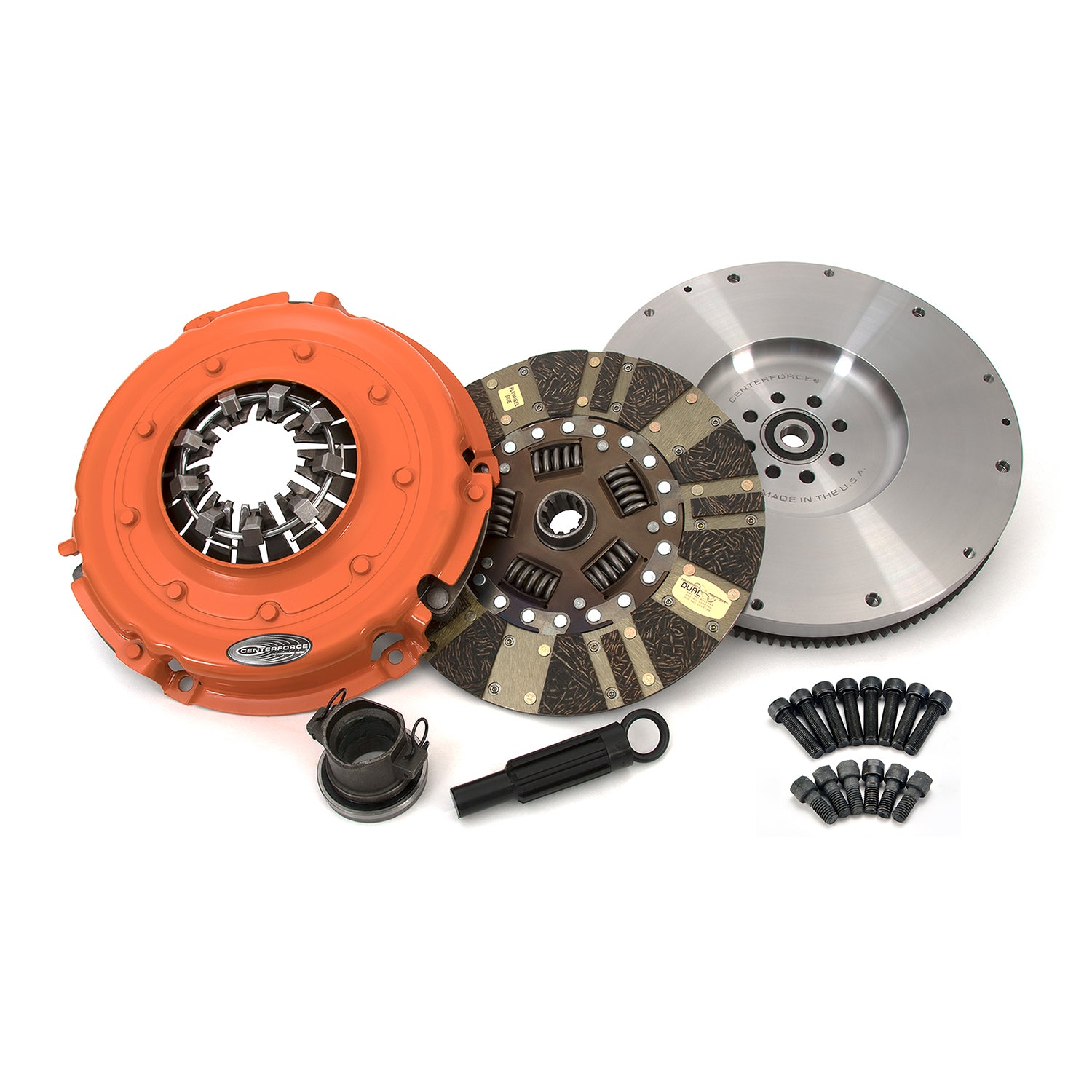 High Performance Clutch and Flywheel Kit 127 Tooth Gear 0 in/oz Internally Balanced 8 Bolt Crank 530 ft/lbs Capacity 10.750 Inch Diameter 10-Spline Fits Jeep Wrangler and Wrangler JK 3.6L Dual Friction Centerforce
