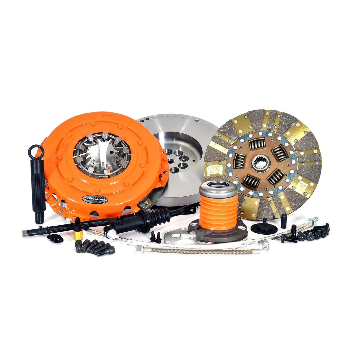 High Performance Clutch and Flywheel Kit 69.0 lbs 127 Tooth Gear 8 Bolt Crank 494 ft/lbs Capacity 10.4 Inch Diameter 21-Spline Fits Jeep Gladiator and Wrangler 3.6L Dual Friction Centerforce