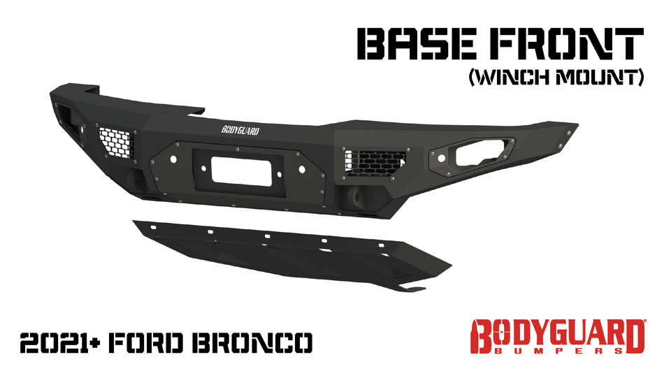 Freedom Front Bumper Base For 2021-2025 Ford Bronco Winch Mount Sensor Cutouts Bodyguard Bumpers-4