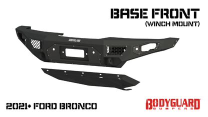 Freedom Front Bumper Base For 2021-2025 Ford Bronco Winch Mount Sensor Cutouts Bodyguard Bumpers