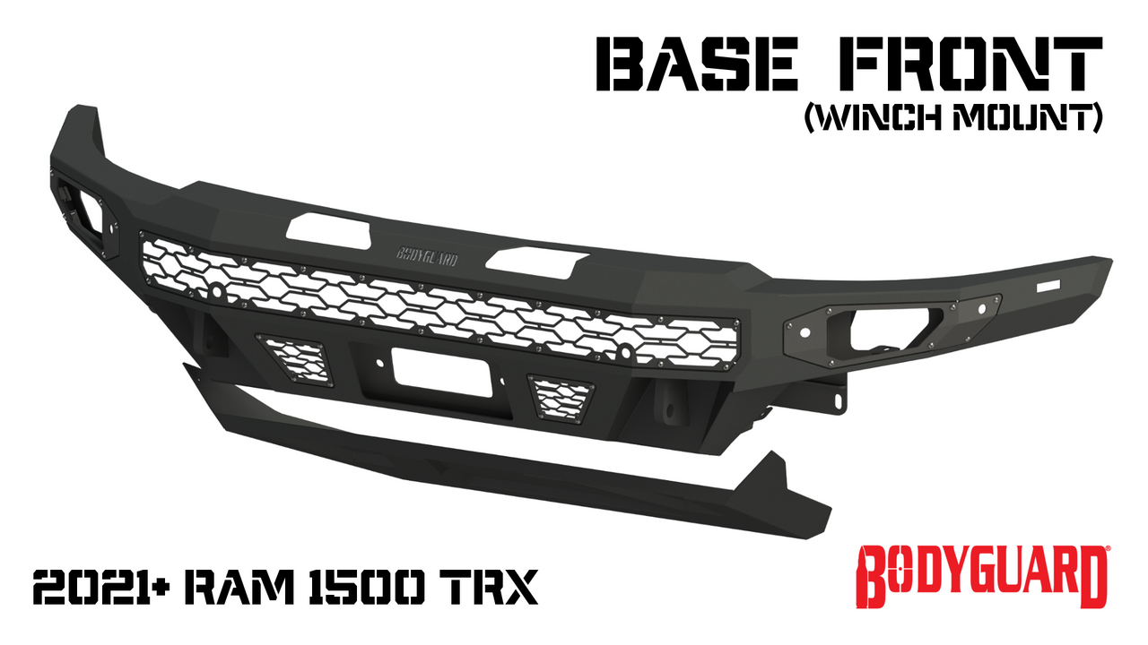 Freedom Front Bumper Base For 2021-2024 Ram 1500 TRX Winch Mount Sensor Cutouts Without Mesh Grill No Camera Harness Bodyguard Bumpers-2