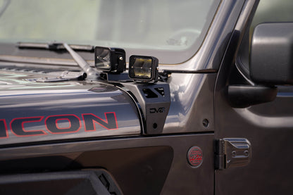2018 2025 Jeep Wrangler JL JLU Gladiator JT A Pillar Dual Pod Light Mounts DV8 Offroad-3