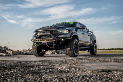 Freedom Front Bumper Baja For 2021-2024 Ram 1500 TRX Winch Mount Sensor Cutouts Without Mesh Grill With Camera Harness & Pod Bodyguard Bumpers-1