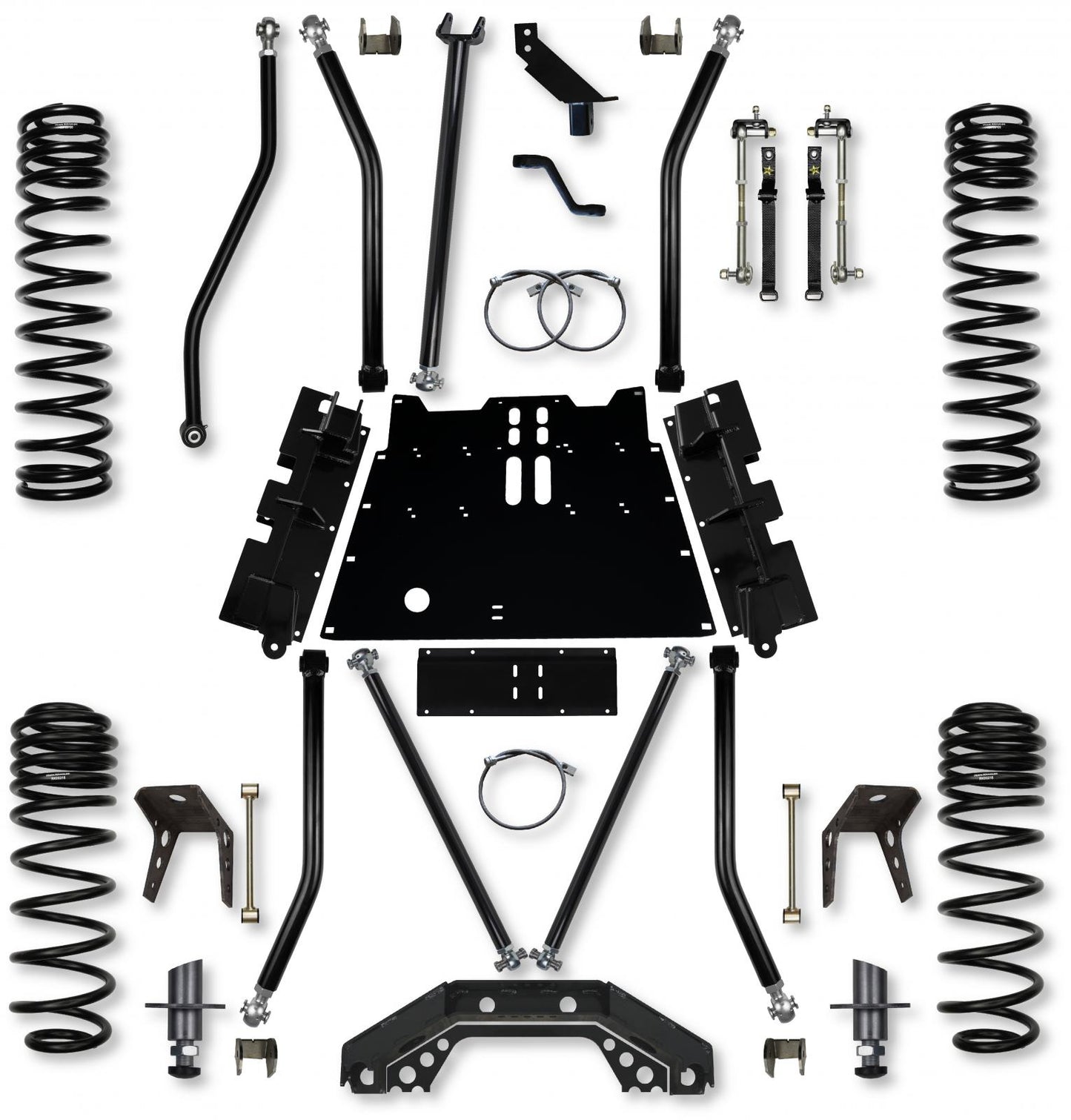 4.5 Inch X-Factor X2 Flat-Belly 4 Inch Stretch Long-Arm Suspension System For Jeep Wrangler LJ With No Shocks Rock Krawler