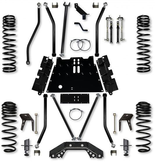 4.5 Inch X-Factor X2 Flat-Belly 4 Inch Stretch Long-Arm Suspension System For Jeep Wrangler LJ With No Shocks Rock Krawler