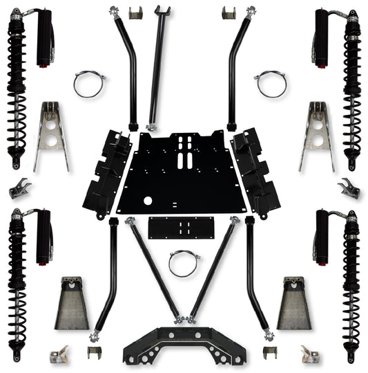 4.5 Inch X-Factor X2 Flat-Belly 4 Inch Stretch Coilover Long-Arm Suspension System For Jeep Wrangler LJ Trail Runner System Stage 2 Rock Krawler