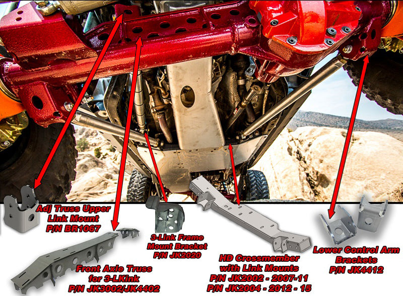 Jeep JK Front 3-Link Kit 07-18 Wrangler JK Aluminum Artec Industries-1