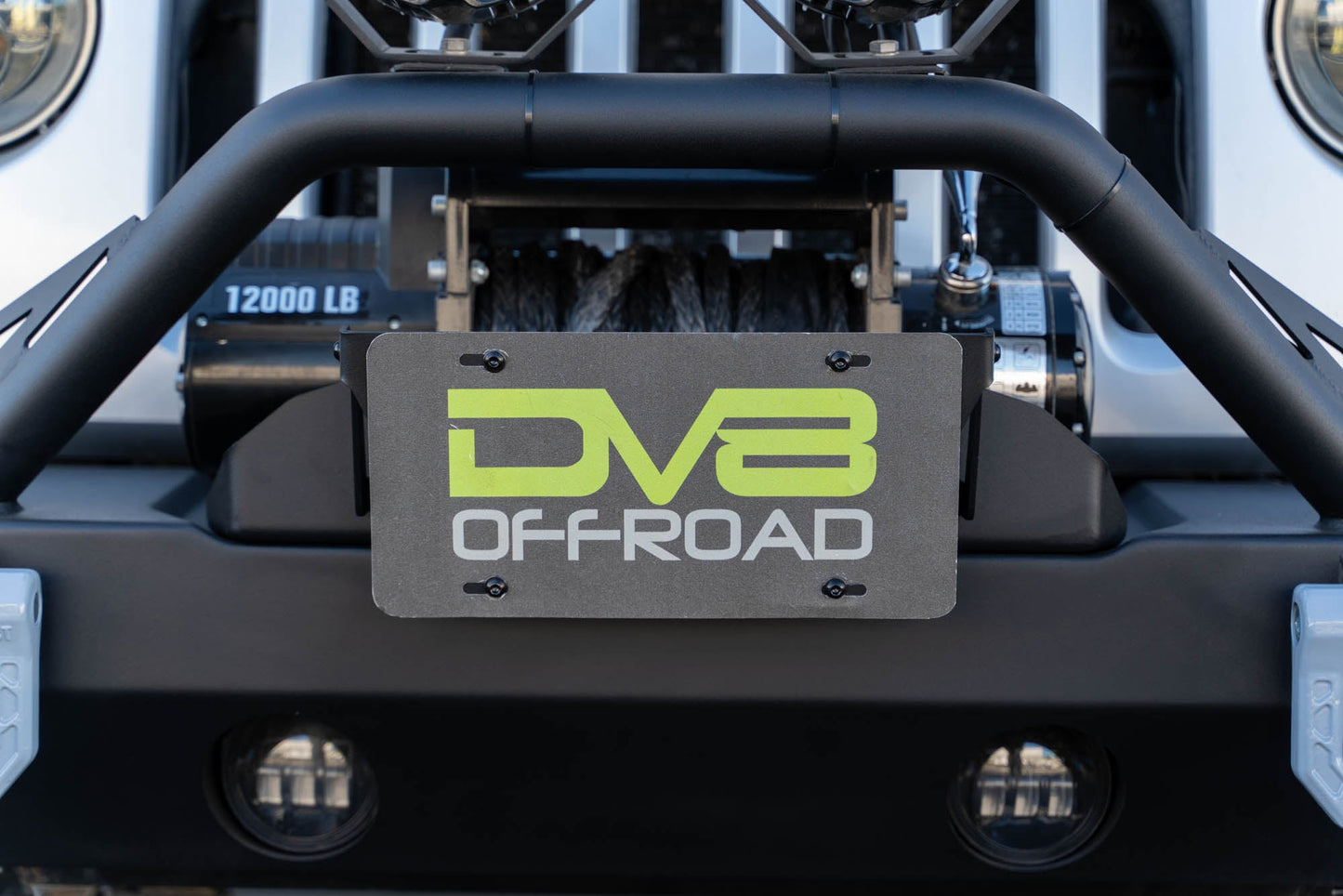 Fairlead Mounted Flip Up License Plate Bracket DV8 Offroad-3