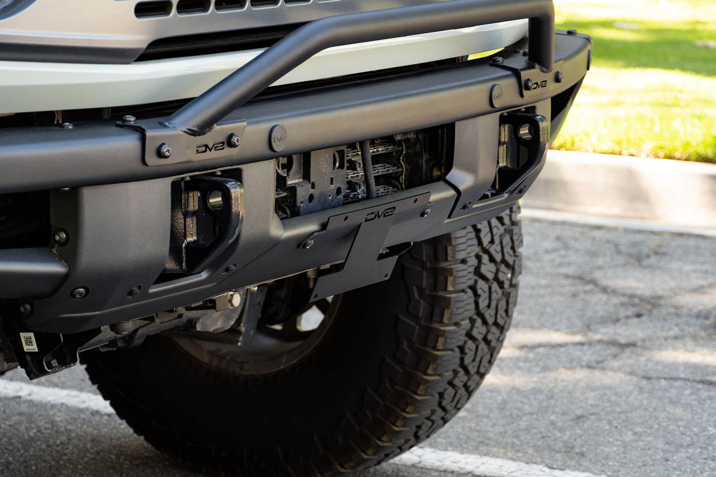 2021 2024 Ford Bronco Factory Front Bumper Center License Relocation Bracket DV8 Offroad-2
