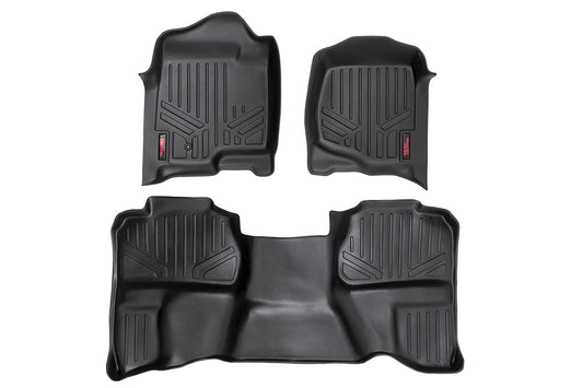 Rough Country Heavy Duty Floor Mats Front/Rear-07-13 Silverado/Sierra 07-14 HD Ext. Cab Rough Country