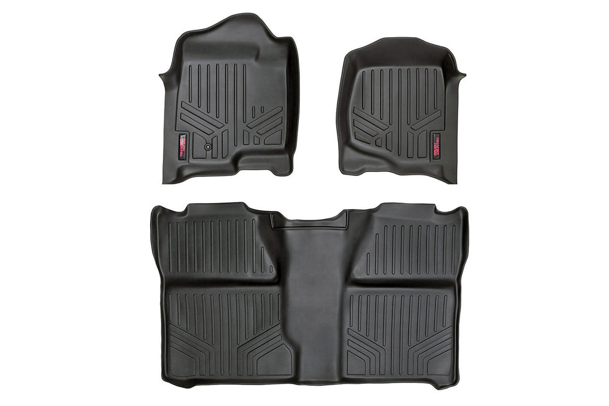 Rough Country Heavy Duty Floor Mats Front/Rear-07-13 Silverado/Sierra 07-14 HD Crew Cab Rough Country