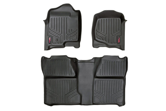 Rough Country Heavy Duty Floor Mats Front/Rear-07-13 Silverado/Sierra 07-14 HD Crew Cab Rough Country