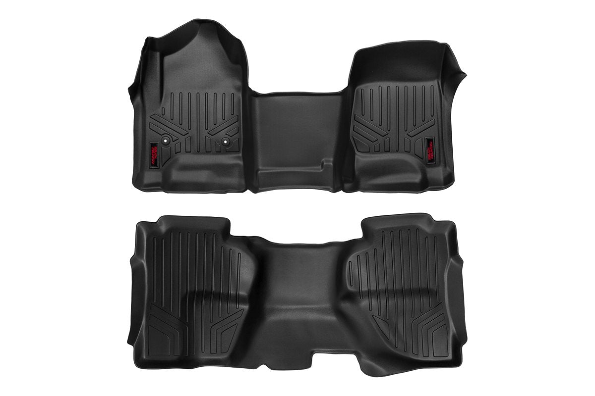 Rough Country Heavy Duty Floor Mats Front/Rear W/Center 14-19 Silverado/Sierra 1500/2500 HD/3500 HD Rough Country