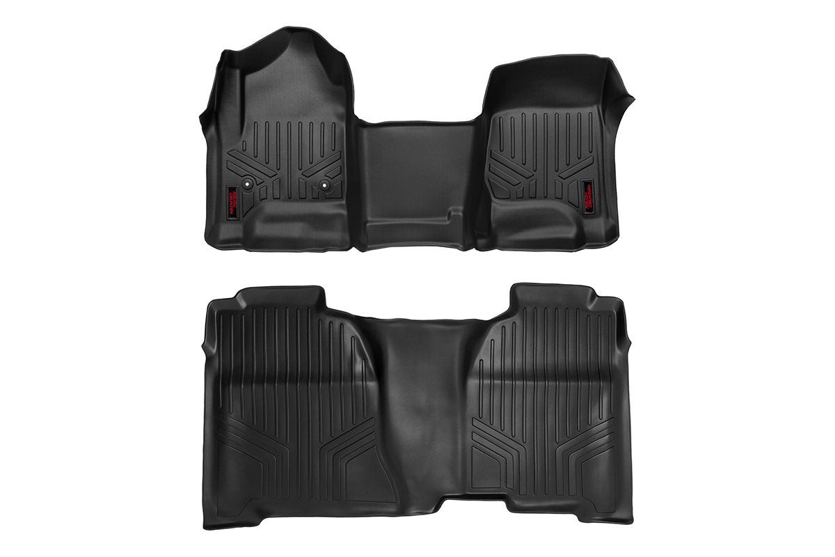 Rough Country Heavy Duty Floor Mats Front/Rear W/Center 14-19 Silverado/Sierra 1500/2500 HD/3500 HD Rough Country