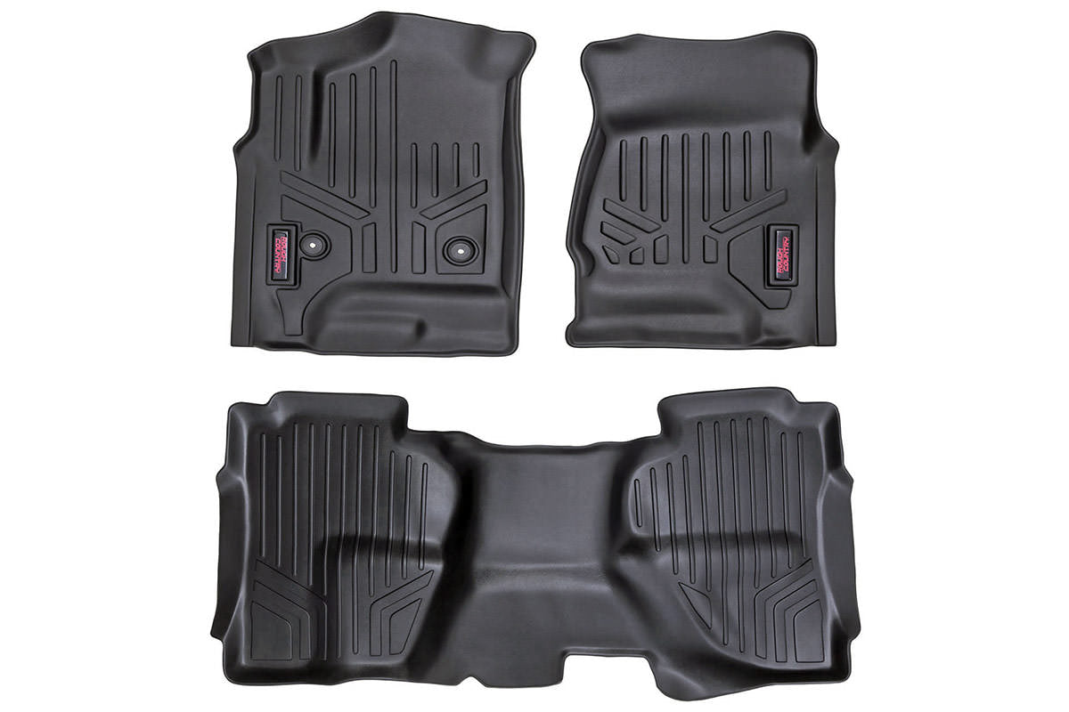 Rough Country Heavy Duty Floor Mats Front/Rear-14-19 Silverado/Sierra 1500/2500 HD/3500 HD Rough Country