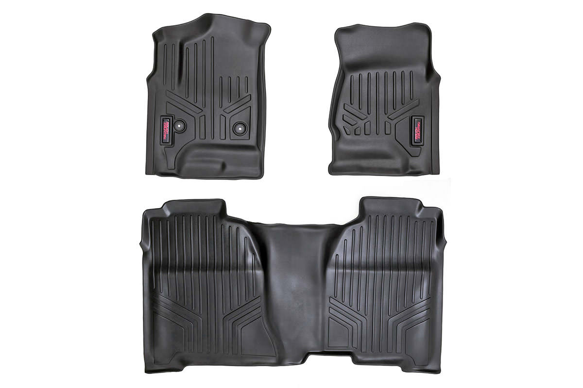 Rough Country Heavy Duty Floor Mats Front/Rear-14-19 Silverado/Sierra 1500/2500 HD/3500 HD Rough Country