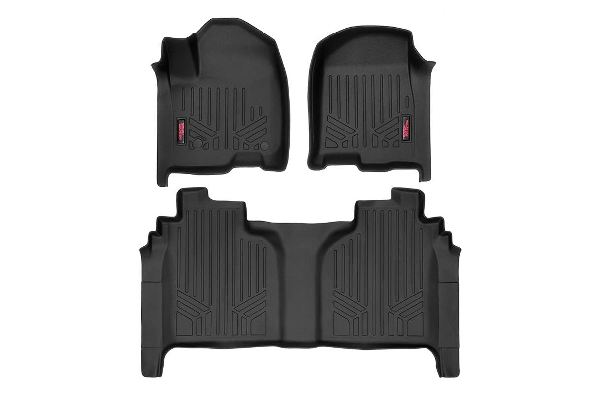 Rough Country Heavy Duty Floor Mats Front/Rear-19-20 Silverado/Sierra Crew Cab Rough Country